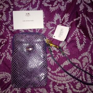Coach Purple Patent Snake-Embossed Wristlet